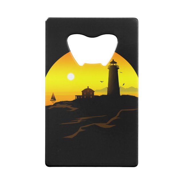 Lighthouse Sundown Credit Card Bottle Opener (Back)