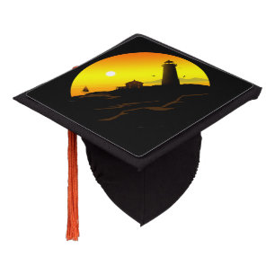 Lighthouse Sundown  Graduation Cap Topper