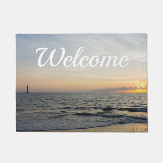 Lighthouse Sunrise Welcome Doormat (Front)