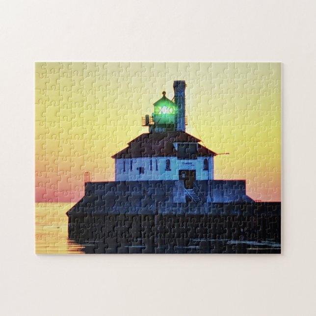 Lighthouse Sunset Duluth Minnesota Jigsaw Puzzle (Horizontal)