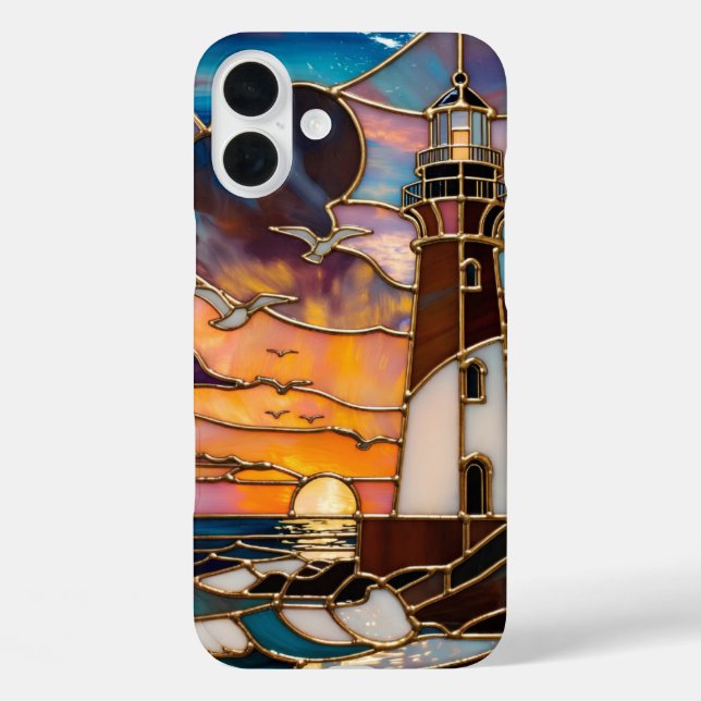 Lighthouse Sunset Phone Case Coastal Ocean (Back)