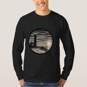 Lighthouse Sunset Photo Art Great Lakes Beach Lake T-Shirt