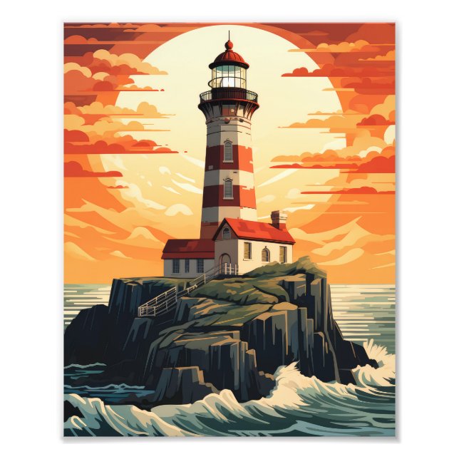 Lighthouse Sunset Photo Print (Front)