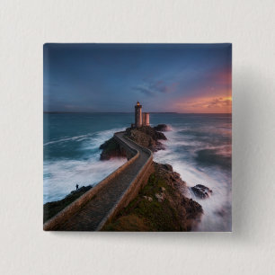 Lighthouse Sunset Plouzané Finistère, Brittany 2 Inch Square Button