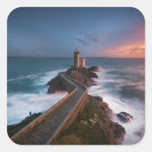 Lighthouse Sunset Plouzané   Finistère, Brittany Square Sticker