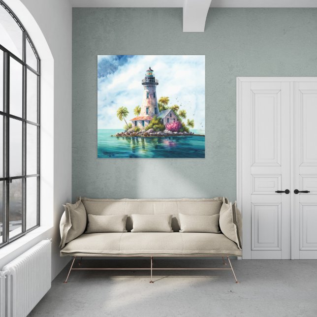 Lighthouse Tropical Island Turquoise Water  Canvas Print (Creator Uploaded)