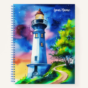 Lighthouse Under a Starry Sky Journal