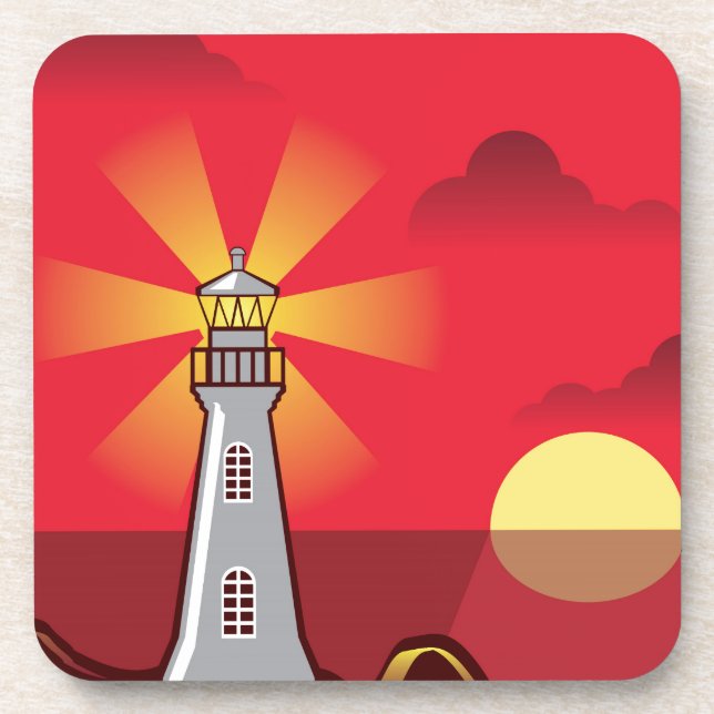 Lighthouse Vector colour Coaster (Front)