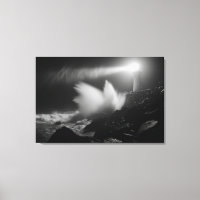 Lighthouse Vigil Over Stormy Seas Monochrome Art