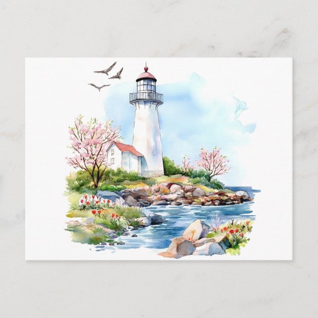 Lighthouse Watercolor Postcard (Front)
