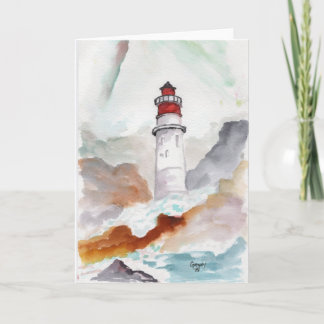 Lighthouse watercolor thank you card