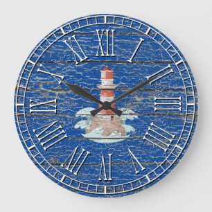 Lighthouse Weathered Finish Personalize Large Clock