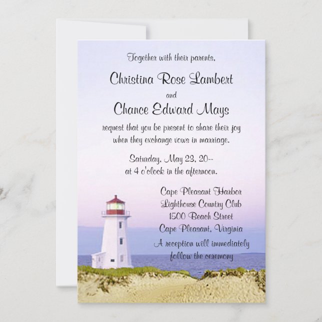 Lighthouse Wedding Invitations (Front)