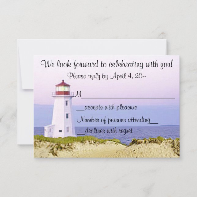 Lighthouse Wedding Invitations RSVP / Reply Notes (Front)