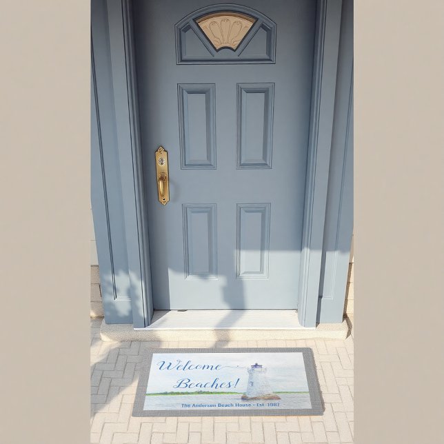 Lighthouse Welcome Beaches Watercolor Doormat (Creator Uploaded)