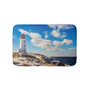 Lighthouse Winter In Peggy'S Cove, Nova Scotia Bath Mat