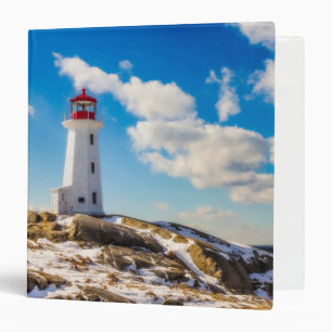Lighthouse   Winter In Peggy'S Cove, Nova Scotia Binder