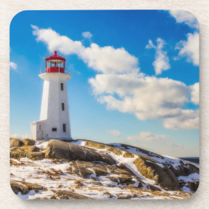 Lighthouse   Winter In Peggy'S Cove, Nova Scotia Coaster