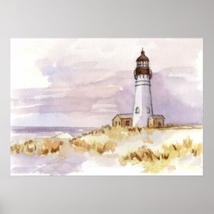 Lighthouse Winter Snow Michigan Ocean Ice Poster