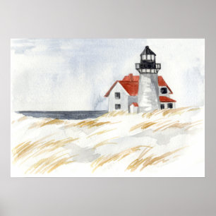 Lighthouse Winter Snow Race Point Provincetown Poster