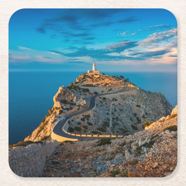 Lighthouses | Balearic Islands, Spain Square Paper Coaster (Front)