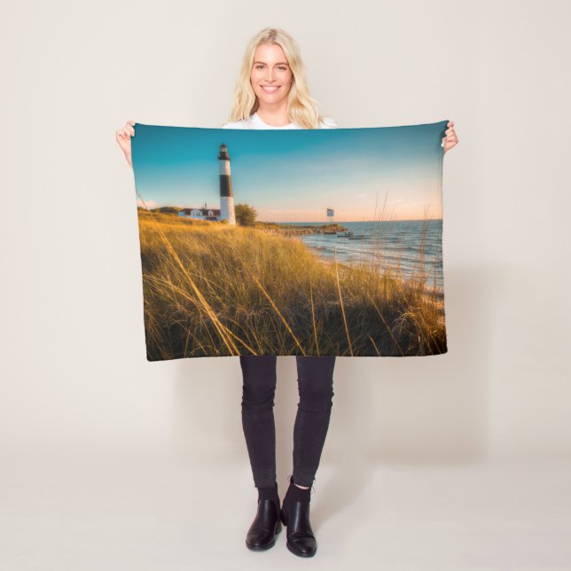 Lighthouses | Big Sable Lighthouse Ludington, MI Fleece Blanket (In Situ)