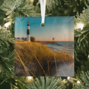 Lighthouses   Big Sable Lighthouse Ludington, MI Glass Ornament