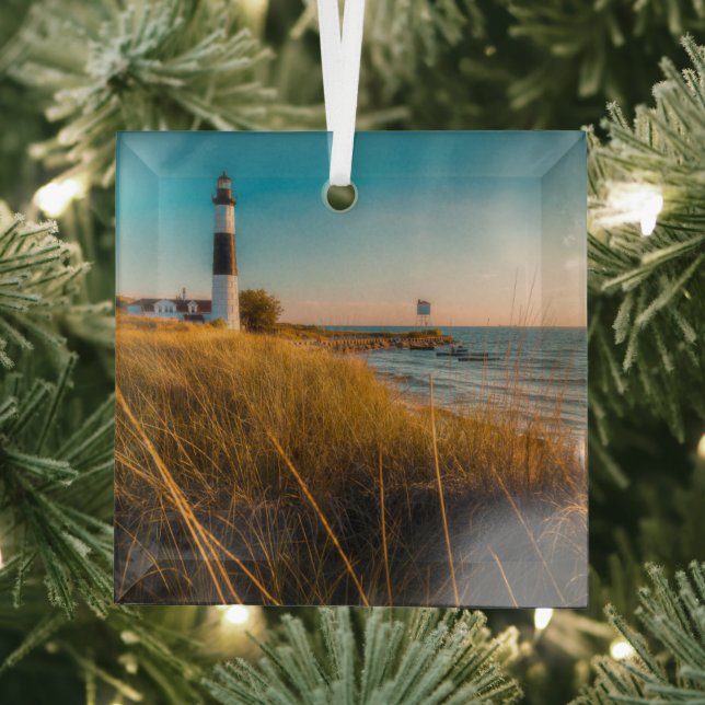 Lighthouses | Big Sable Lighthouse Ludington, MI Glass Ornament (Insitu)