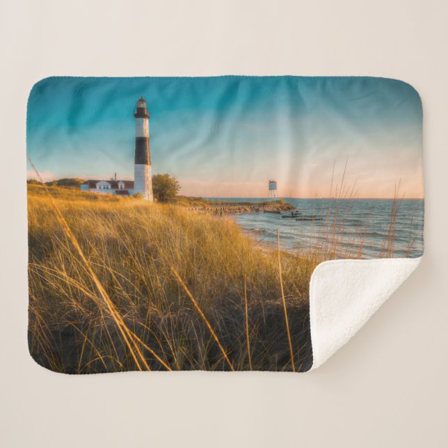 Lighthouses | Big Sable Lighthouse Ludington, MI Sherpa Blanket (Front (Horizontal))