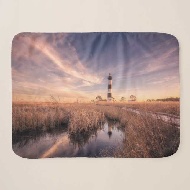 Lighthouses | Bodie Island Outerbanks NC Sherpa Blanket (Front (Horizontal))