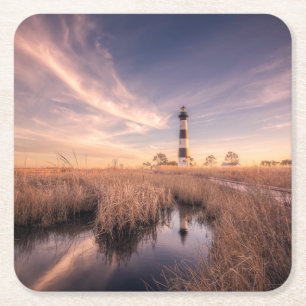 Lighthouses   Bodie Island Outerbanks NC Square Paper Coaster