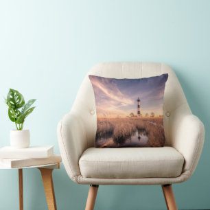 Lighthouses   Bodie Island Outerbanks NC Throw Pillow