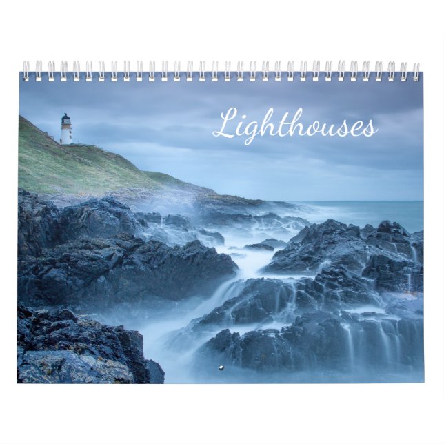 Lighthouses by the Ocean Beautiful 12 Month Calendar (Cover)