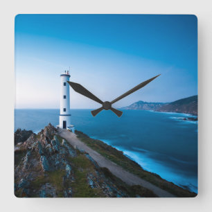 Lighthouses Cabo Home Lighthouse Cangas Spain Square Wall Clock