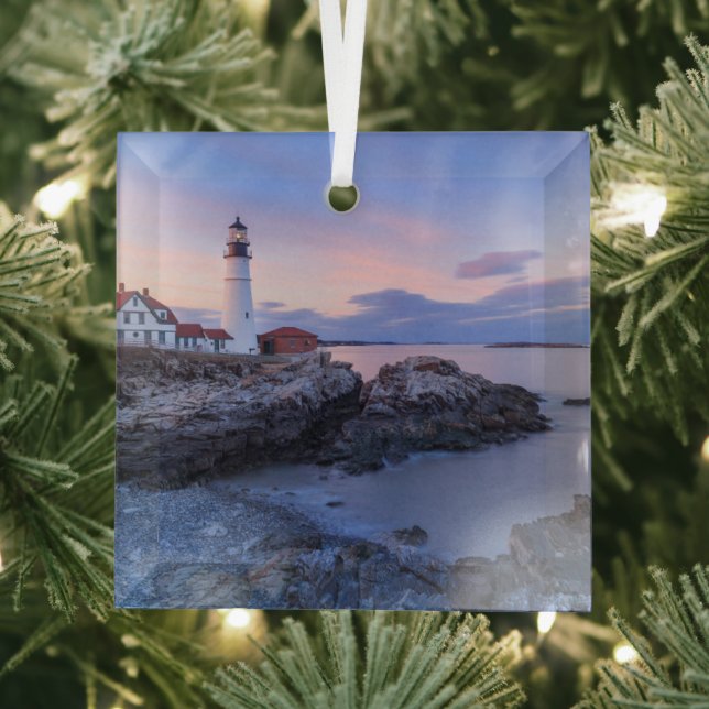Lighthouses | Cape Elizabeth, Maine Glass Ornament (Insitu)