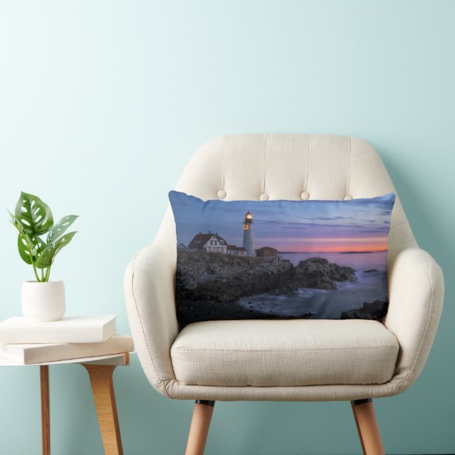 Lighthouses | Cape Elizabeth Maine Lighthouse Lumbar Pillow (Chair)