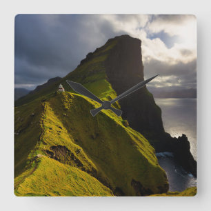 Lighthouses Faroe Islands Denmark Square Wall Clock