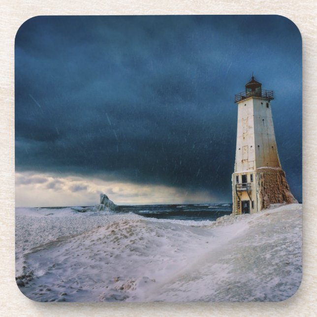 Lighthouses | Frankfort Lighthouse Lake Michigan Coaster (Front)