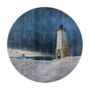 Lighthouses   Frankfort Lighthouse Lake Michigan Cutting Board