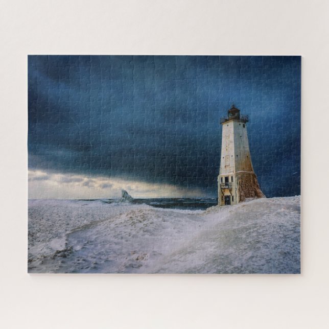 Lighthouses | Frankfort Lighthouse Lake Michigan Jigsaw Puzzle (Horizontal)