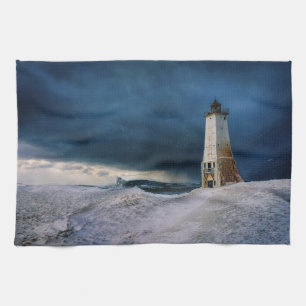 Lighthouses Frankfort Lighthouse Lake Michigan Kitchen Towel