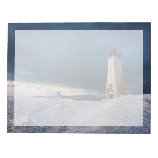 Lighthouses | Frankfort Lighthouse Lake Michigan Notepad (Front)