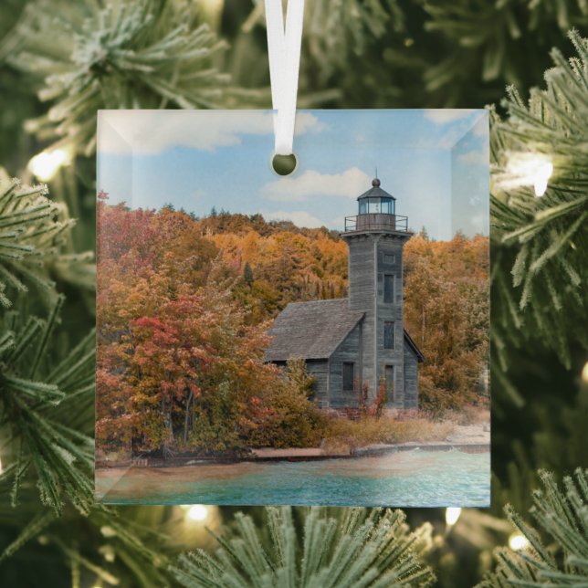 Lighthouses | Grand Island East Channel Light Glass Ornament (Insitu)