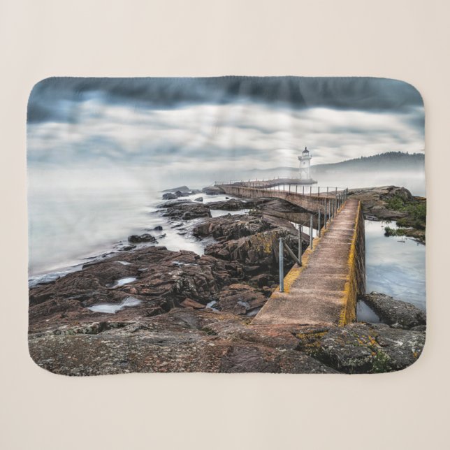 Lighthouses | Grand Marais Lighthouse Minnesota Sherpa Blanket (Front (Horizontal))