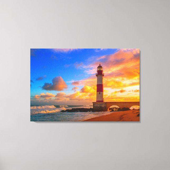 Lighthouses | Itapuã Brazil Lighthouse Canvas Print (Front)