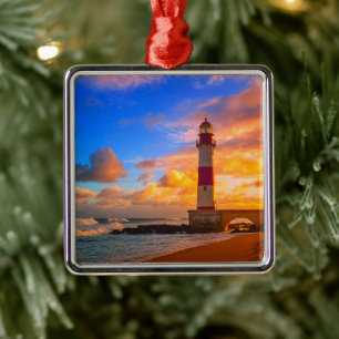 Lighthouses Itapuã Brazil Lighthouse Metal Ornament