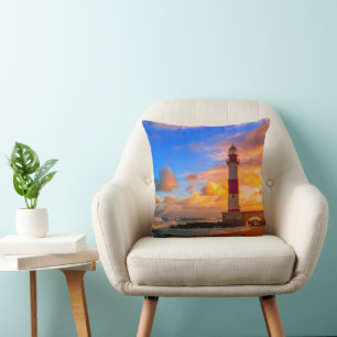 Lighthouses   Itapuã Brazil Lighthouse Throw Pillow