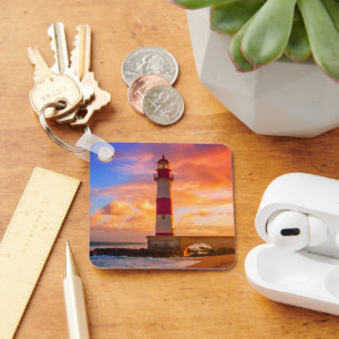 Lighthouses   Itapuã Lighthouse Bahia Brazil Keychain