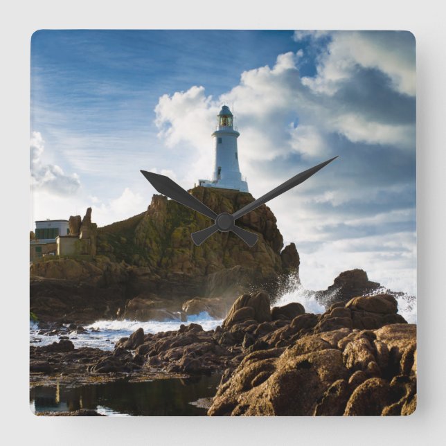 Lighthouses | La Corbière Channel Islands Square Wall Clock (Front)