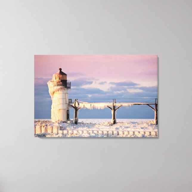 Lighthouses | Lake Michigan Lighthouse Canvas Print (Front)
